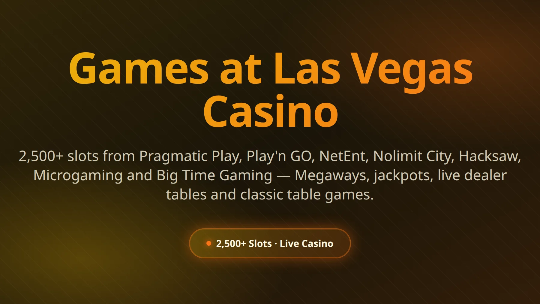 Las Vegas Casino UK games library - slots, live dealer, table and jackpot games