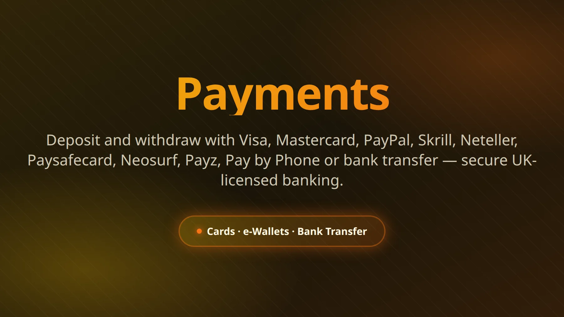 Las Vegas Casino UK accepted payment methods - cards, e-wallets, Apple Pay, Paysafecard, Pay by Phone